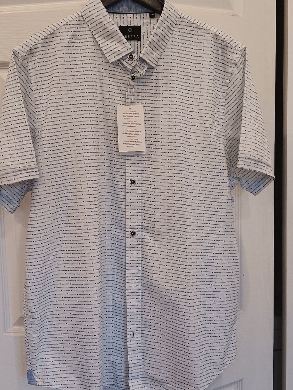 NWT Vustra The Uptown Men's 100% Certified Organic Cotton Shirt Size XXXL